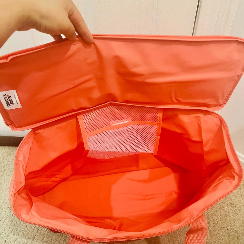 Trader Joe's Coral and Red Tote Bag - Picture 4 of 4
